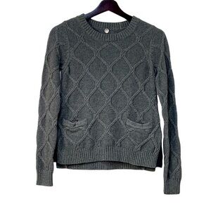 Margaret O'leary grey crewneck diamomd cable knit sweater cotton size S